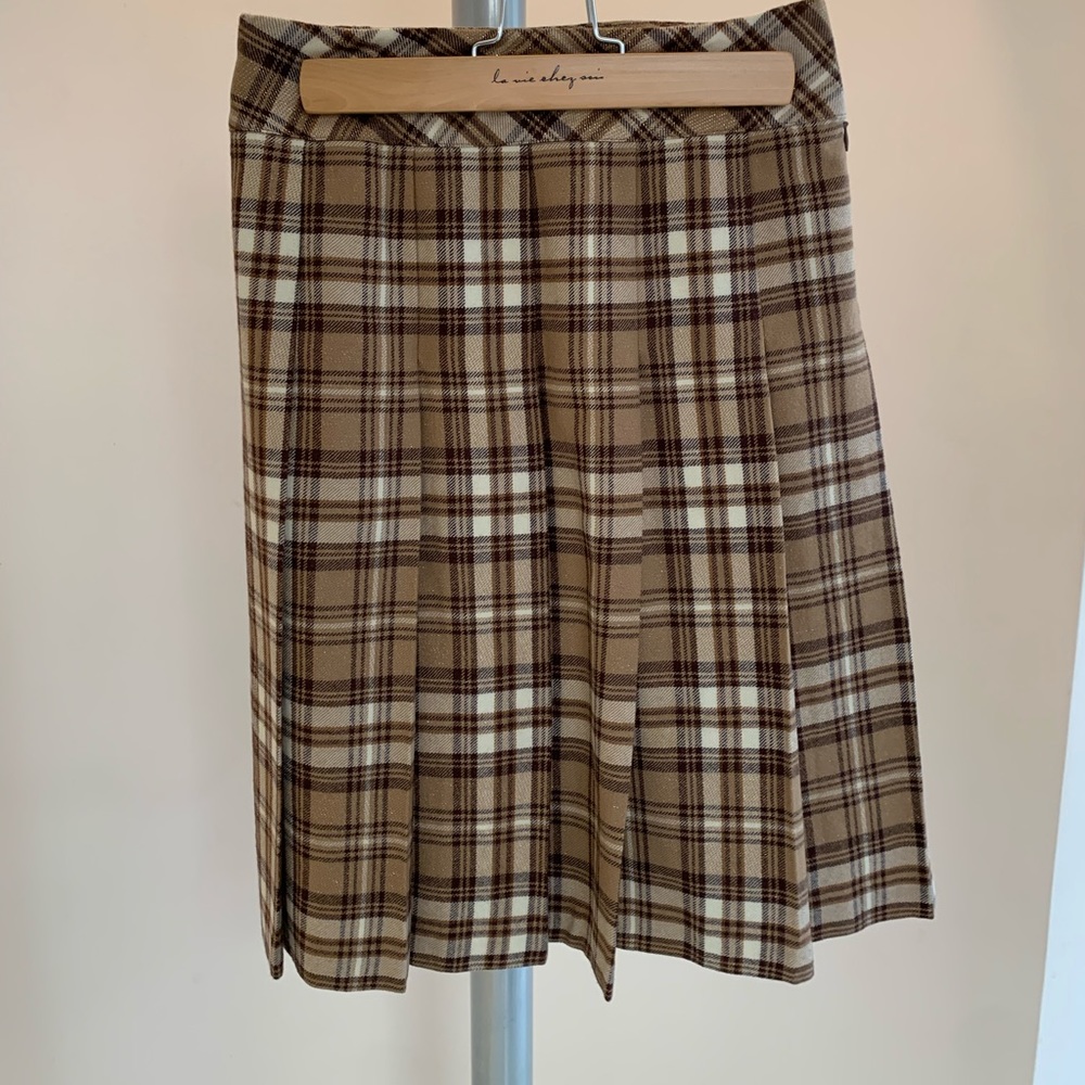 Vintage Midi pleated plaid skirt